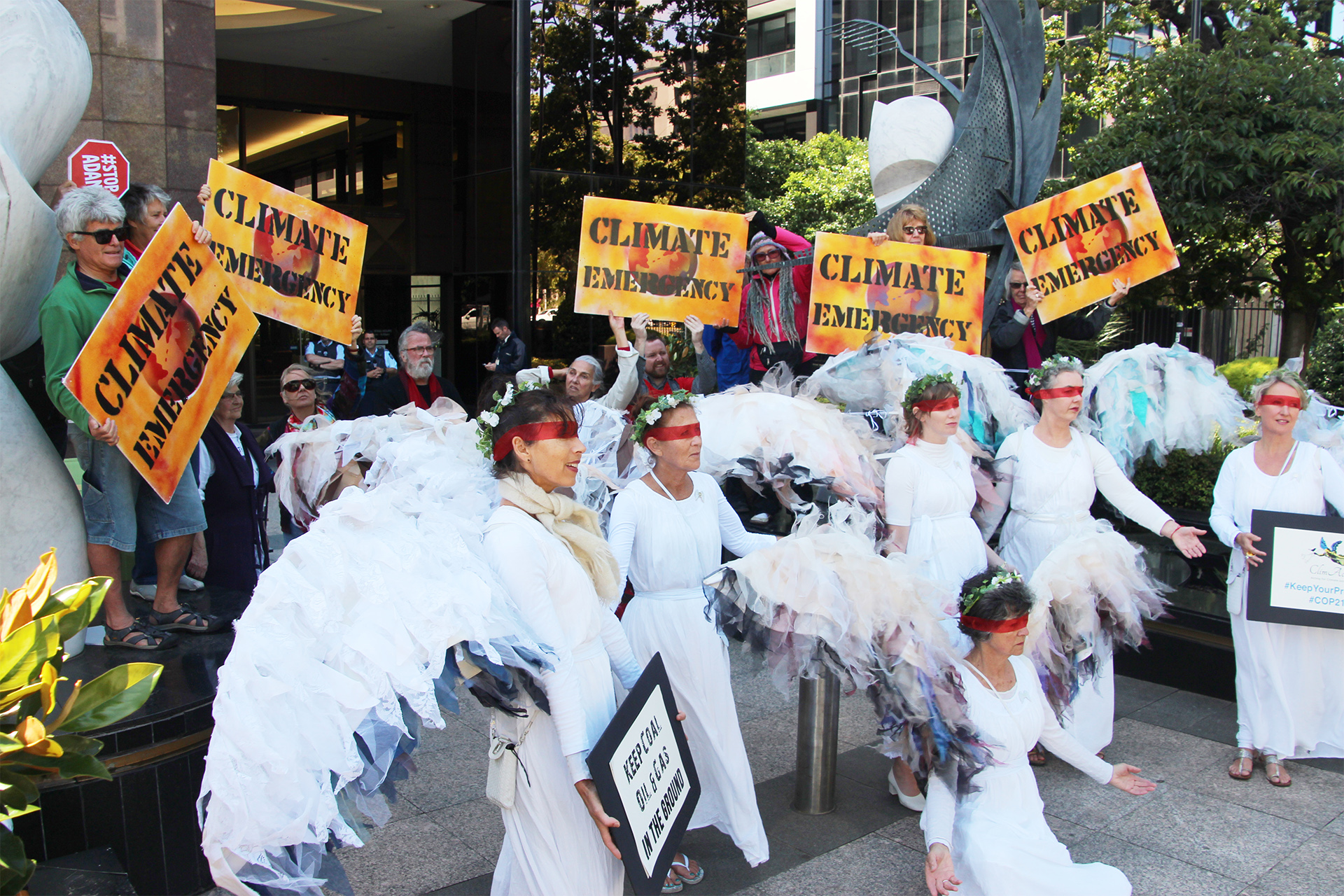 “Climate Guardian Angels” outside the U.S. consulate in Melbourne, Australia.